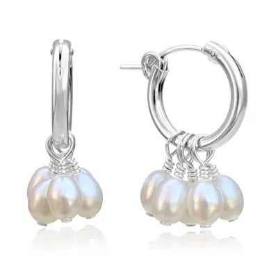 Kiri & Belle Women's Harlow Pearl Cluster Hoop Sterling Silver Earrings