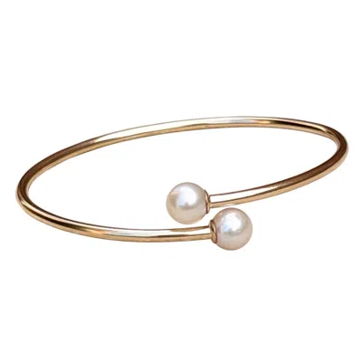 Kiri & Belle Women's Hope Round Pearl Bypass Gold Filled Bangle