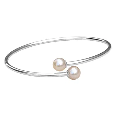 Kiri & Belle Women's Hope Round Pearl Bypass Sterling Silver Bangle In Neutral