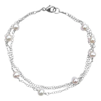 Kiri & Belle Women's Ivy Layered Chain Pearl Sterling Silver Bracelet