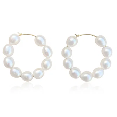 Kiri & Belle Women's Kiara Large Pearl Hoop Gold Filled Earrings