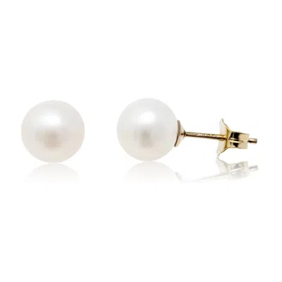 Kiri & Belle Women's Luna Round Pearl Gold Filled Stud Earrings