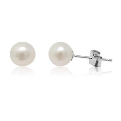 Kiri & Belle Women's Luna Round Pearl Sterling Silver Stud Earrings