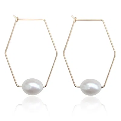 Kiri & Belle Women's Sara Geometric Pearl Gold Filled Earrings