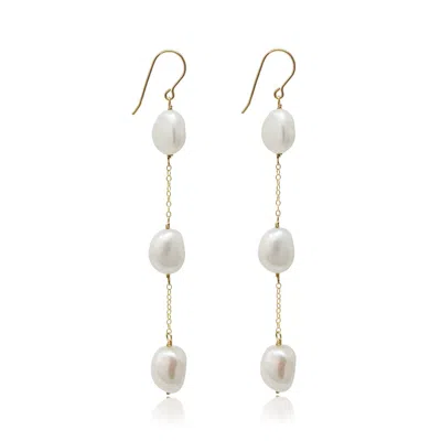 Kiri & Belle Women's Savannah Long Drop Baroque Pearl Earrings - Gold