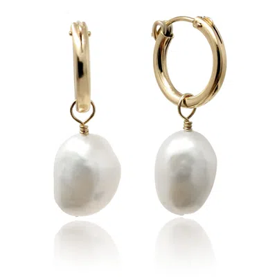 Kiri & Belle Women's Sia Gold Filled Baroque Pearl Hoop Earrings