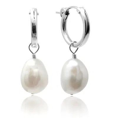 Kiri & Belle Women's Sia Sterling Silver Baroque Pearl Hoop Earrings