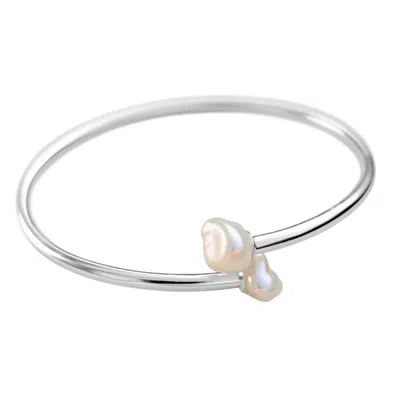 Kiri & Belle Women's Tori Flexible Pearl Sterling Silver Bangle In Metallic