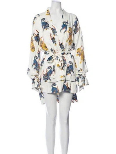 Pre-owned Kirin Peggy Gou Animal Print Ruffle Embellishment Robe W/ Tags In Multi