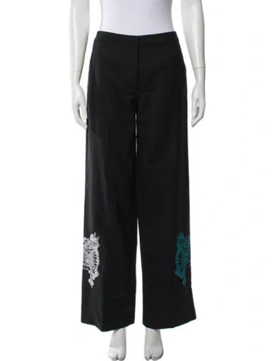 Pre-owned Kirin Peggy Gou Patterned Wide Leg Pants In Black