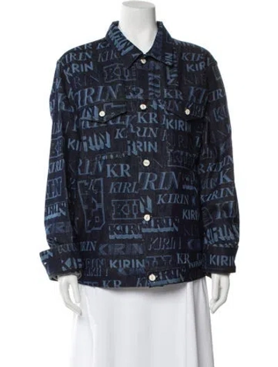 Pre-owned Kirin Peggy Gou Printed Long Sleeve Button-up Top W/ Tags In Blue