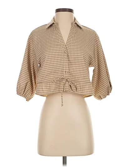 Pre-owned Kirious 3/4 Sleeve Blouse In Brown