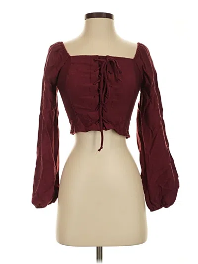 Pre-owned Kirious 3/4 Sleeve Blouse In Burgundy