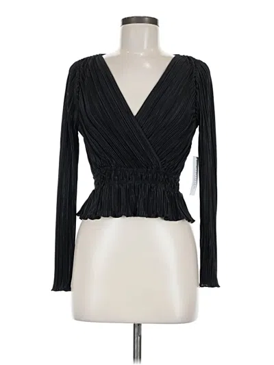 Pre-owned Kirious Long Sleeve Top Black Plunge Neckline Tops