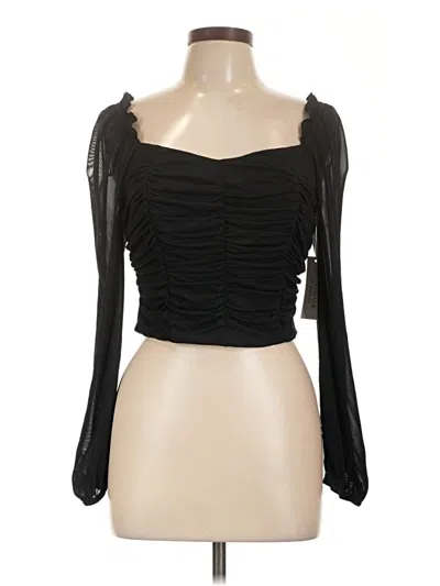 Pre-owned Kirious Long Sleeve Top Black Sweetheart Neckline Tops