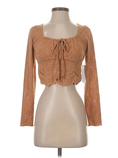 Pre-owned Kirious Long Sleeve Top Brown Sweetheart Neckline Tops