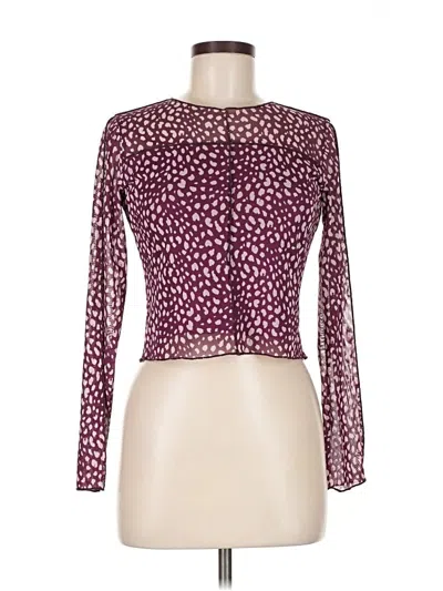 Pre-owned Kirious Long Sleeve Top Burgundy Keyhole Neckline Tops