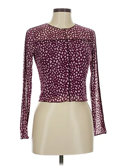 Pre-owned Kirious Long Sleeve Top Burgundy Mock Neckline Tops