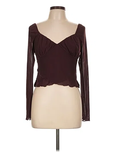Pre-owned Kirious Long Sleeve Top Burgundy Sweetheart Neckline Tops