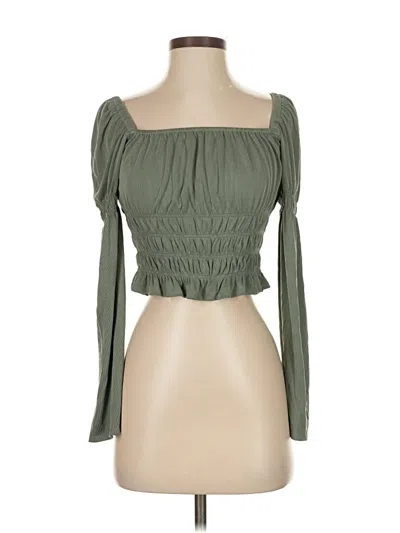 Pre-owned Kirious Long Sleeve Top Green Strapless Neckline Tops