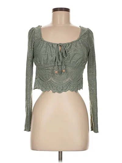 Pre-owned Kirious Long Sleeve Top Green Sweetheart Neckline Tops