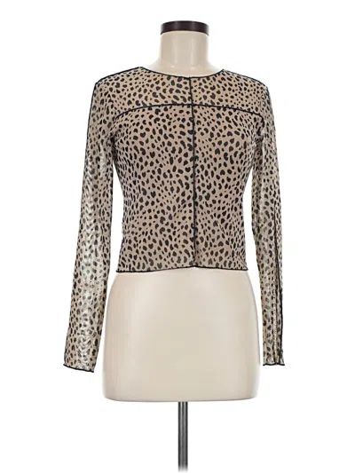 Pre-owned Kirious Long Sleeve Top Tan Keyhole Neckline Tops