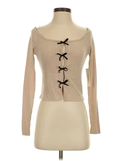 Pre-owned Kirious Long Sleeve Top Tan Sweetheart Neckline Tops