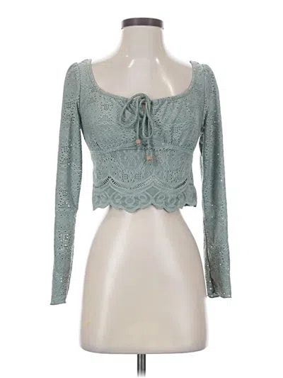 Pre-owned Kirious Long Sleeve Top Teal Sweetheart Neckline Tops