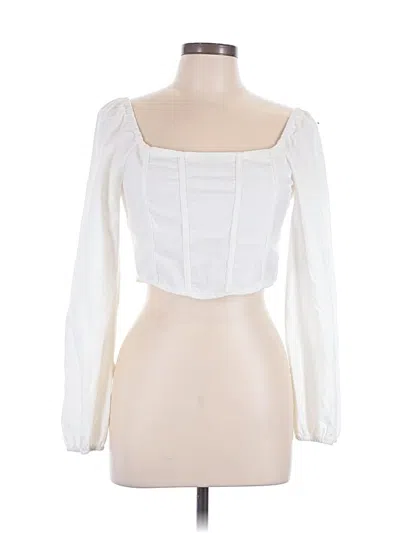 Pre-owned Kirious Long Sleeve Top White Square Neckline Tops