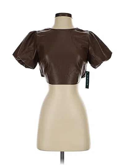 Pre-owned Kirious Short Sleeve Top Brown Keyhole Neckline Tops
