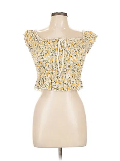 Pre-owned Kirious Sleeveless Top Yellow Strapless Neckline Tops