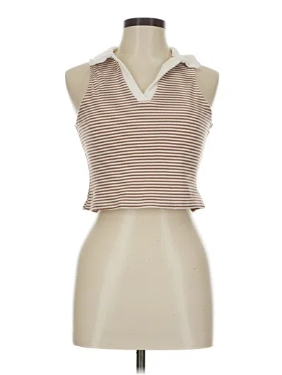Pre-owned Kirious Tank Top Brown Collared Neckline Tops
