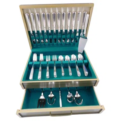 Pre-owned Kirk Silver Company Paramount By Kirk Sterling Silver Flatware Set For 12 Service 66 Pieces In Chest In Blue