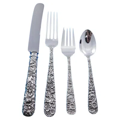 Pre-owned Kirk Silver Company Repousse By Kirk Sterling Silver Flatware Set For 12 Service 50 Pieces Dinner