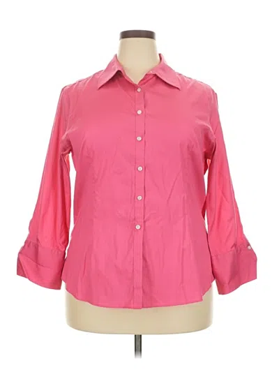 Pre-owned Kirkland Signature 3/4 Sleeve Button Down Shirt In Pink