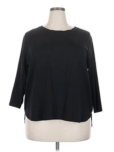 Pre-owned Kirkland Signature 3/4 Sleeve Top Black Boatneck Tops