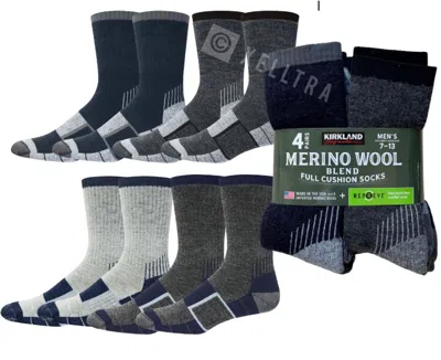 Pre-owned Kirkland Signature 4 Pairs  Merino Wool Men's Outdoor Hiking Trail Socks In Multicolor