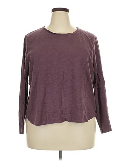 Pre-owned Kirkland Signature Long Sleeve Top Burgundy Crew Neck Tops