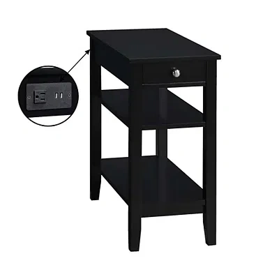 Kirkland's 2-shelf Charging Accent Table In Black