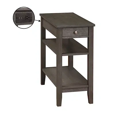 Kirkland's 2-shelf Charging Accent Table In Gray