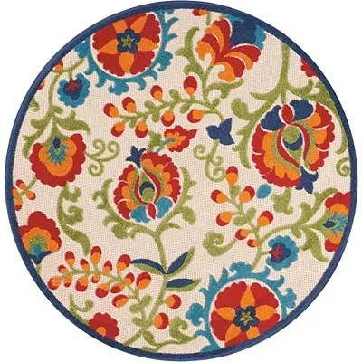 Kirkland's Abstract Floral Outdoor Round Area Rug In Multi