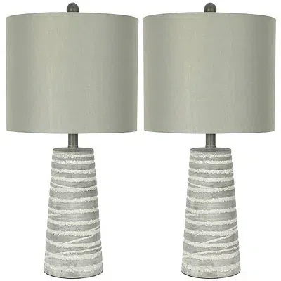 Kirkland's Abstract Gray Ribbed Stripes Table Lamps