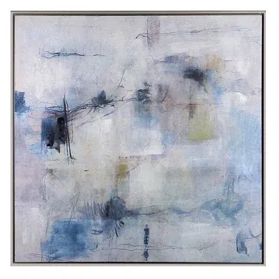 Kirkland's Abstract Silver Framed Canvas Art Print In Blue
