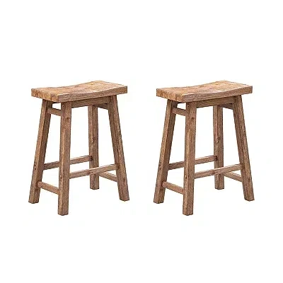Kirkland's Acacia Barnwood Saddle Counter Stools In Brown