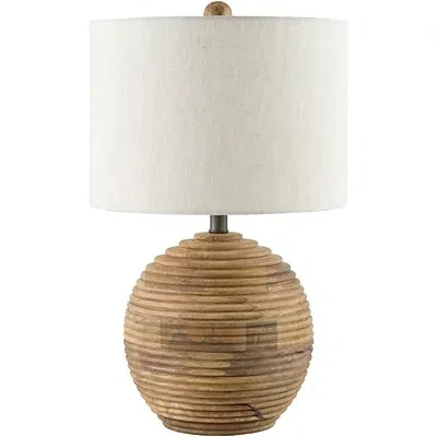 Kirkland's Acacia Wood Ribbed Polo Table Lamp In Multi