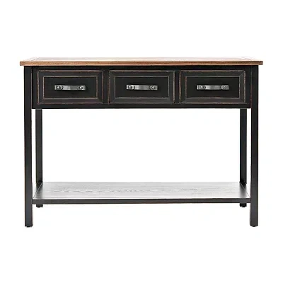 Kirkland's Ainsly Distressed Black Oak Top Console Table