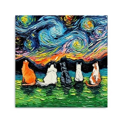 Kirkland's Aja Trier Cat Friends Starry Night Canvas Print In Multi
