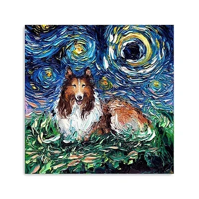 Kirkland's Aja Trier Collie Starry Night Canvas Art Print In Multi