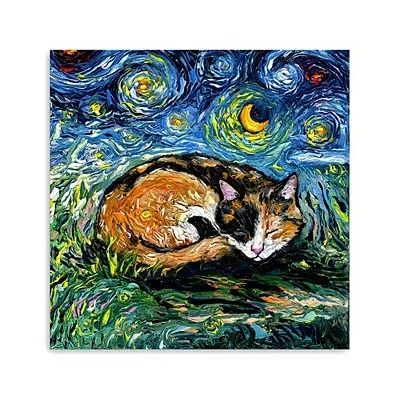 Kirkland's Aja Trier Sleepy Calico Starry Night Canvas Print In Multi