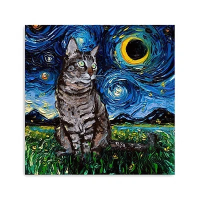 Kirkland's Aja Trier Tabby Cat Starry Night Canvas Art Print In Multi